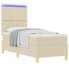 vidaXL Cama Box Spring LED con colch&oacute;n Crema 80 x 200 cm tela