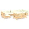 vidaXL Muebles de jard&iacute;n 9 piezas y cojines madera maciza de pino