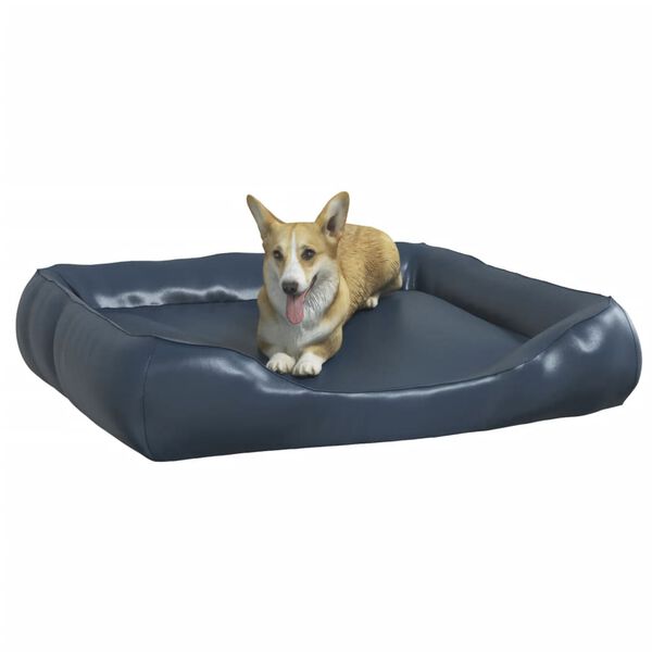 vidaXL Cama para perros de cuero sint&eacute;tico azul oscuro 105x80x25 cm