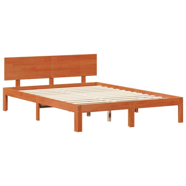vidaXL Estructura de cama 2 pcs Marr&oacute;n cera Madera de Pino Macizo