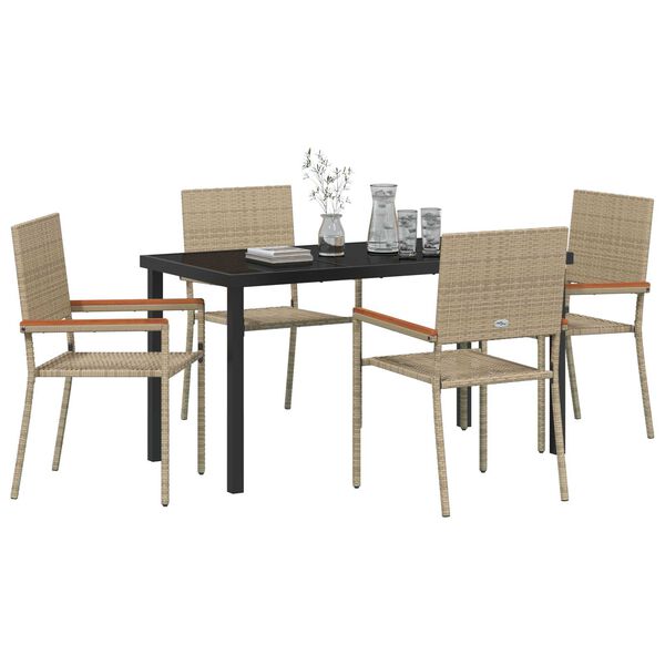 vidaXL Conjunto de Comedor de Jard&iacute;n 5 pcs Beige rat&aacute;n sint&eacute;tico