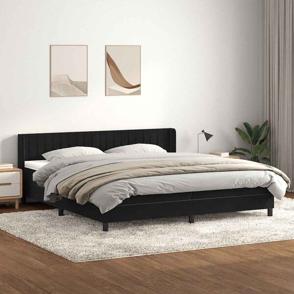 vidaXL Cama box spring con colch&oacute;n terciopelo negro 200x210 cm
