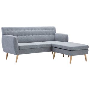 vidaXL Sof&aacute; con forma de L tapizado tela gris claro 171,5x138x81,5 cm