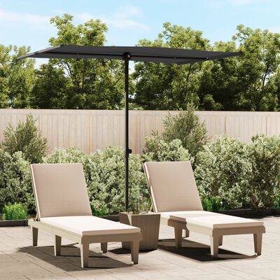 vidaXL Sombrilla de jardín con palo de aluminio negro 2x1,5 m