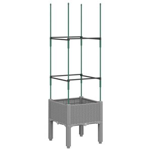 vidaXL Jardinera con enrejado PP gris claro 40x40x142,5 cm