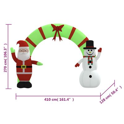 vidaXL Puerta de arco inflable de Navidad con LED 270 cm
