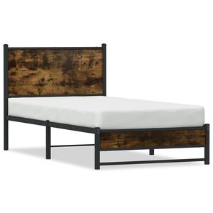 vidaXL Estructura de cama sin colch&oacute;n metal roble ahumado 100x200 cm