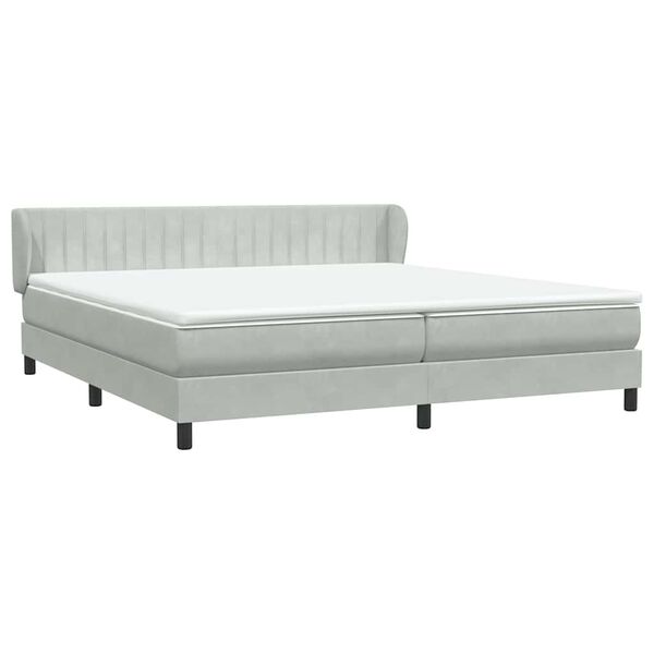 vidaXL Cama box spring con colchones terciopelo gris claro 180x210 cm
