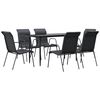 vidaXL Juego de comedor para jard&iacute;n 7 piezas acero y textilene negro