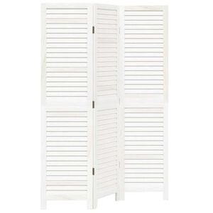 vidaXL Biombo separador de 3 paneles madera maciza Paulownia blanco
