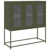 vidaXL Aparador de acero laminado en fr&iacute;o verde oliva 100,5x39x107 cm