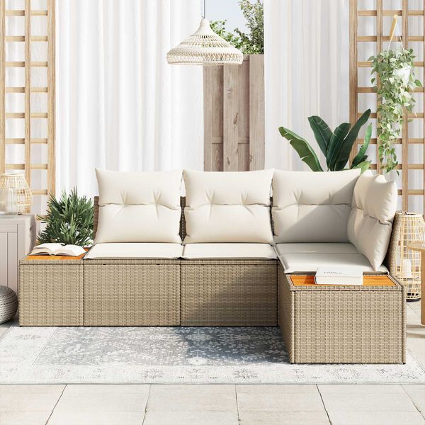 vidaXL Conjunto de sofá de jardín 5 pcs Beige ratán sintético