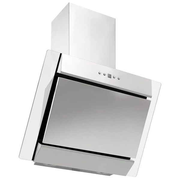 vidaXL Campana extractora acero inoxidable vidrio templado plata 60 cm