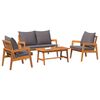 vidaXL Conjunto bistro con coj&iacute;n 4 pcs Marr&oacute;n Madera de Acacia S&oacute;lida