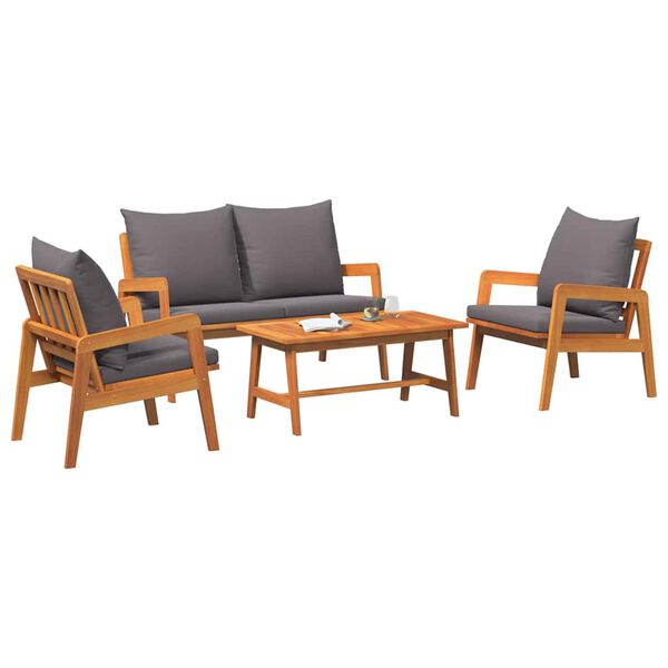 vidaXL Conjunto bistro con coj&iacute;n 4 pcs Marr&oacute;n Madera de Acacia S&oacute;lida