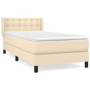 vidaXL Cama box spring con colch&oacute;n tela color crema 100x200 cm