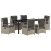 vidaXL Conjunto de Comedor de Jard&iacute;n 7 uds. Gris Claro rat&aacute;n sint&eacute;tico