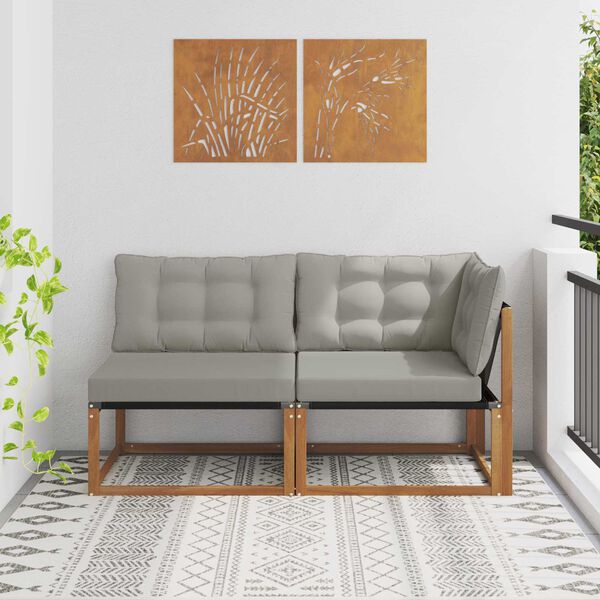 vidaXL Sof&aacute; de esquina y centro para exterior 2 Pieza Natural