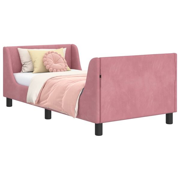 vidaXL Cama para niños con cabecero Rosa 80 x 160 cm Terciopelo