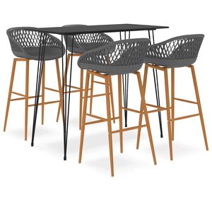 vidaXL Mesa alta y taburetes de bar 5 piezas negro y gris