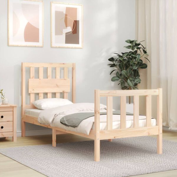 vidaXL Estructura de cama individual con cabecero madera maciza