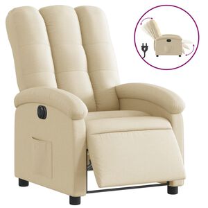 vidaXL Sill&oacute;n reclinable el&eacute;ctrico de tela crema
