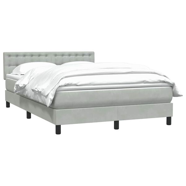 vidaXL Cama box spring con colch&oacute;n terciopelo gris claro 160x210 cm