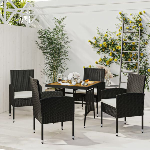 vidaXL Juego de comedor de jardín 5 piezas ratán sintético negro