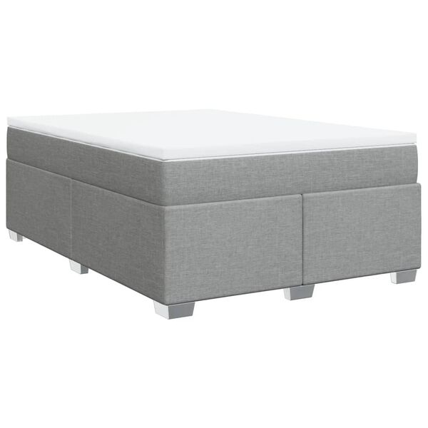 vidaXL Cama box spring con colch&oacute;n tela gris claro 140x200 cm