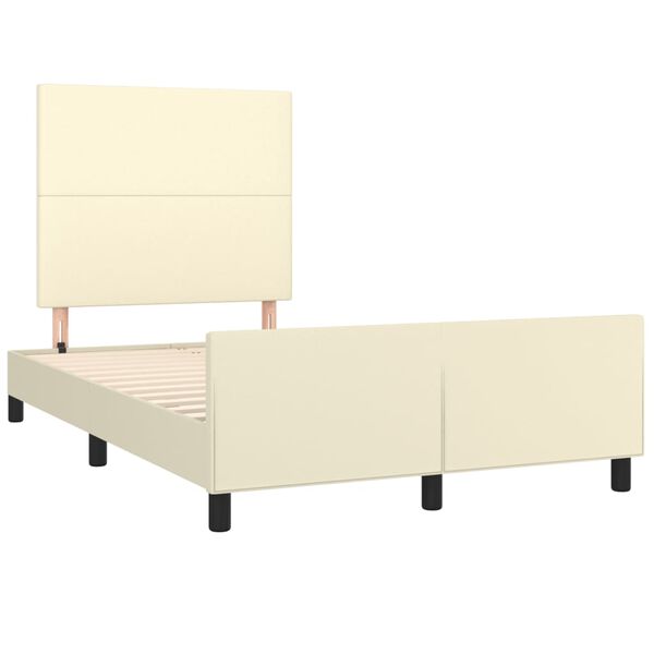 vidaXL Estructura de cama sin colch&oacute;n cuero sint&eacute;tico crema 120x200 cm