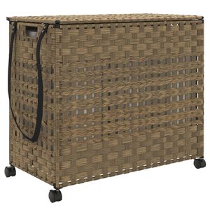 vidaXL Cesto para ropa sucia con ruedas rat&aacute;n 66x35x60 cm