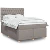 vidaXL Cama box spring con colch&oacute;n tela gris taupe 140x200 cm
