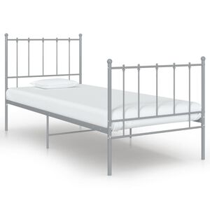 vidaXL Estructura de cama sin colch&oacute;n metal gris 100x200 cm