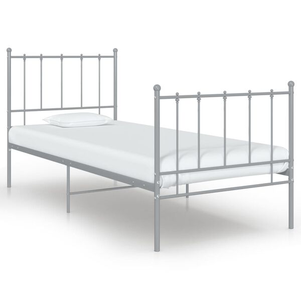 vidaXL Estructura de cama sin colch&oacute;n metal gris 100x200 cm