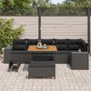 vidaXL Conjunto de sof&aacute; de jard&iacute;n 9 pcs Negro rat&aacute;n sint&eacute;tico