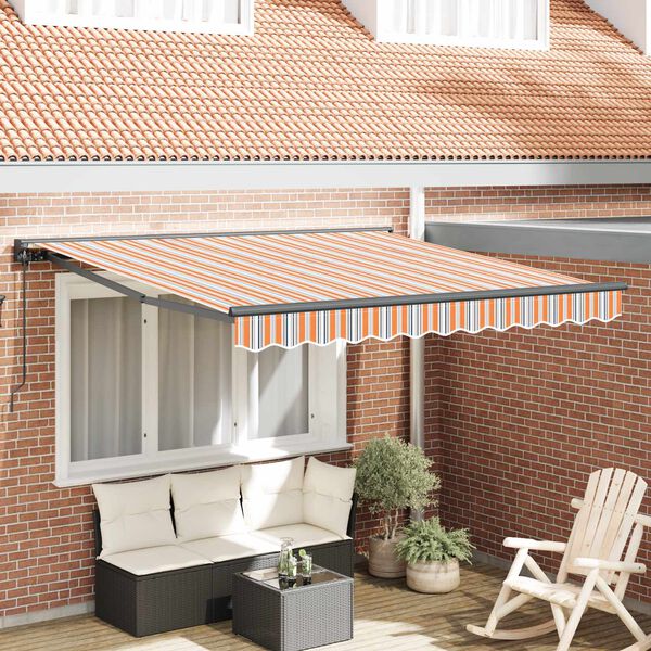 vidaXL Toldo Retr&aacute;ctil Azul y Naranja 300 x 250 cm Aluminio y Tela