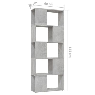 vidaXL Estantería divisor de espacios gris hormigón 60x24x155 cm