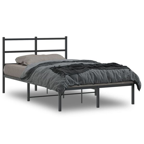 vidaXL Estructura cama sin colch&oacute;n con cabecero metal negro 120x190 cm
