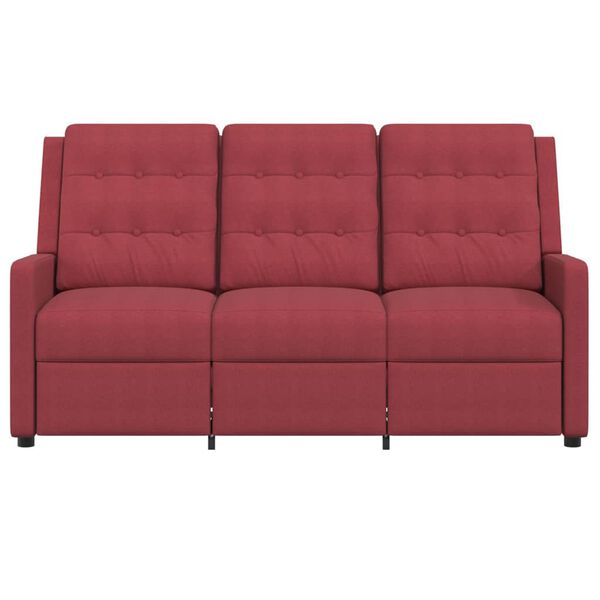 vidaXL Sillón reclinable de masaje 3 plazas tela rojo tinto