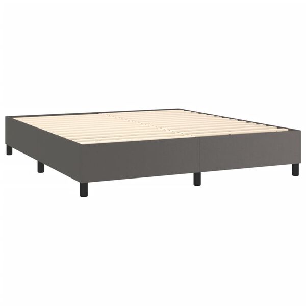 vidaXL Cama box spring con colch&oacute;n cuero sint&eacute;tico gris 180x200 cm