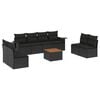 vidaXL Set de sof&aacute;s de jard&iacute;n 8 piezas y cojines rat&aacute;n sint&eacute;tico negro