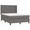 vidaXL Cama box spring colch&oacute;n y LED cuero sint&eacute;tico gris 140x190 cm