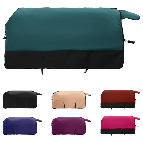 vidaXL Manta para Caballo Verde Oscuro y Negro 105 cm Poli&eacute;ster
