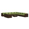 vidaXL Set muebles de jard&iacute;n y cojines 12 pzas rat&aacute;n sint&eacute;tico marr&oacute;n