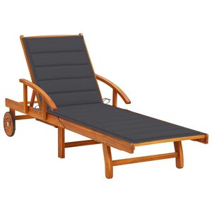 vidaXL Tumbona de jard&iacute;n con coj&iacute;n madera maciza de acacia