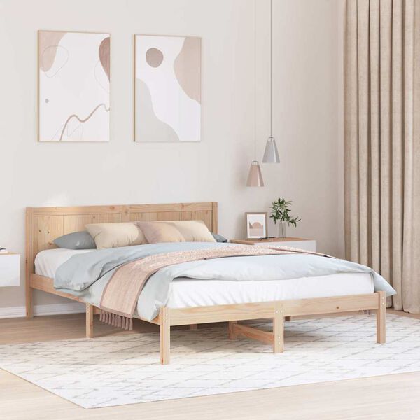 vidaXL Estructura de cama Marr&oacute;n 160 x 200 cm Madera maciza de Pino