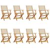 vidaXL Sillas plegables, 8 unidades, color beige, polirat&aacute;n y madera maciza.