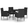 vidaXL Juego de comedor para jard&iacute;n 5 piezas negro