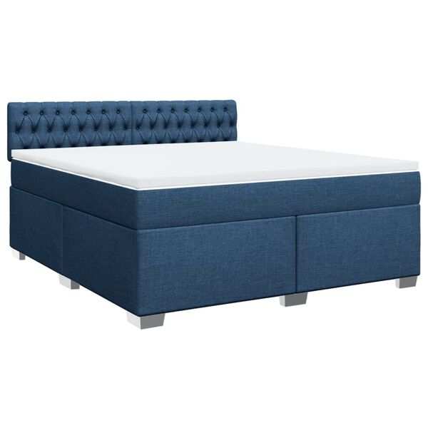 vidaXL Cama box spring con colch&oacute;n tela azul 180x200 cm