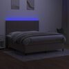 vidaXL Cama box spring colch&oacute;n y luces LED tela gris taupe 180x200 cm